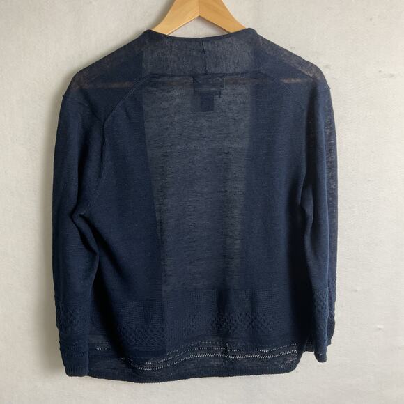 Nanette Lepore Open Front Navy Blue Womens Size M Long Sleeve Cardigan - Picture 4 of 10